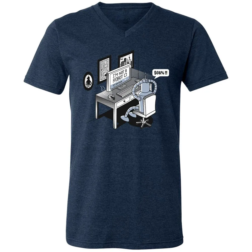 Unisex V-Neck T-Shirt - T6VA6F1U - Heather Navy - 15