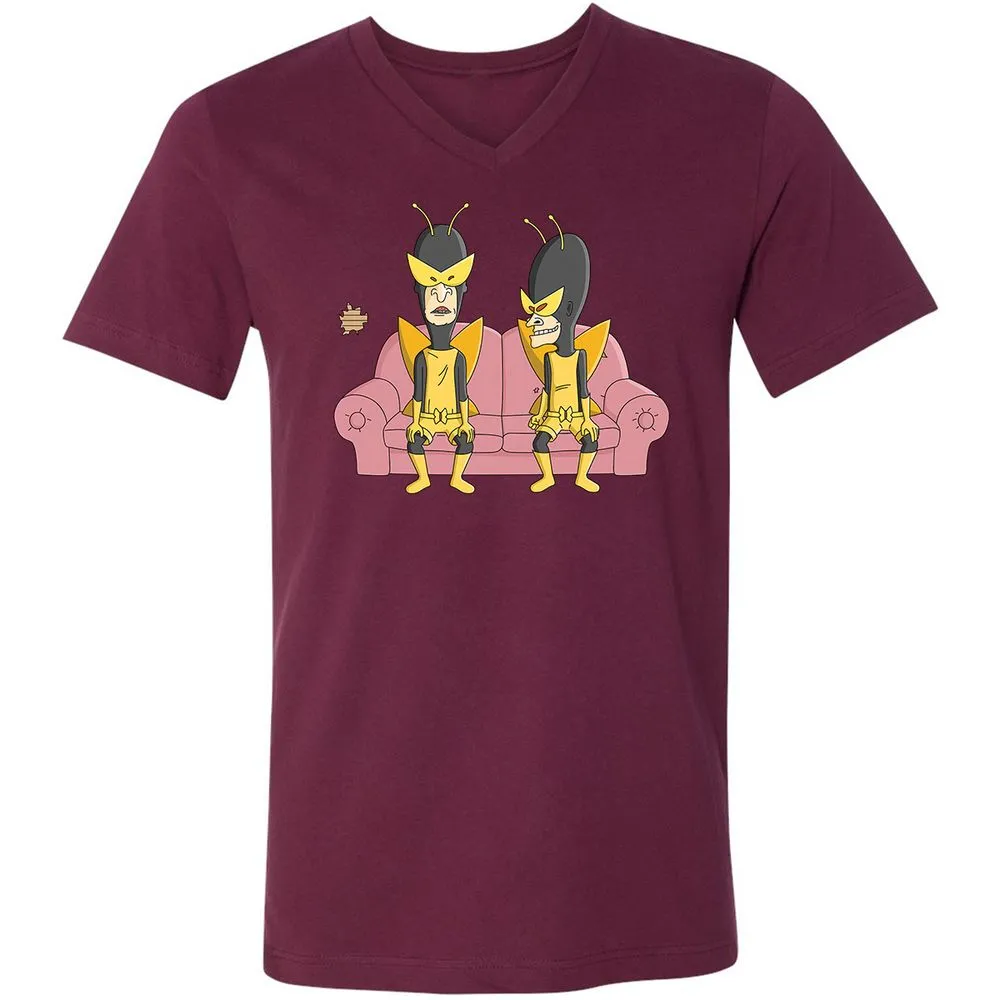Unisex V-Neck T-Shirt - GQRLP1QX - Maroon - 6