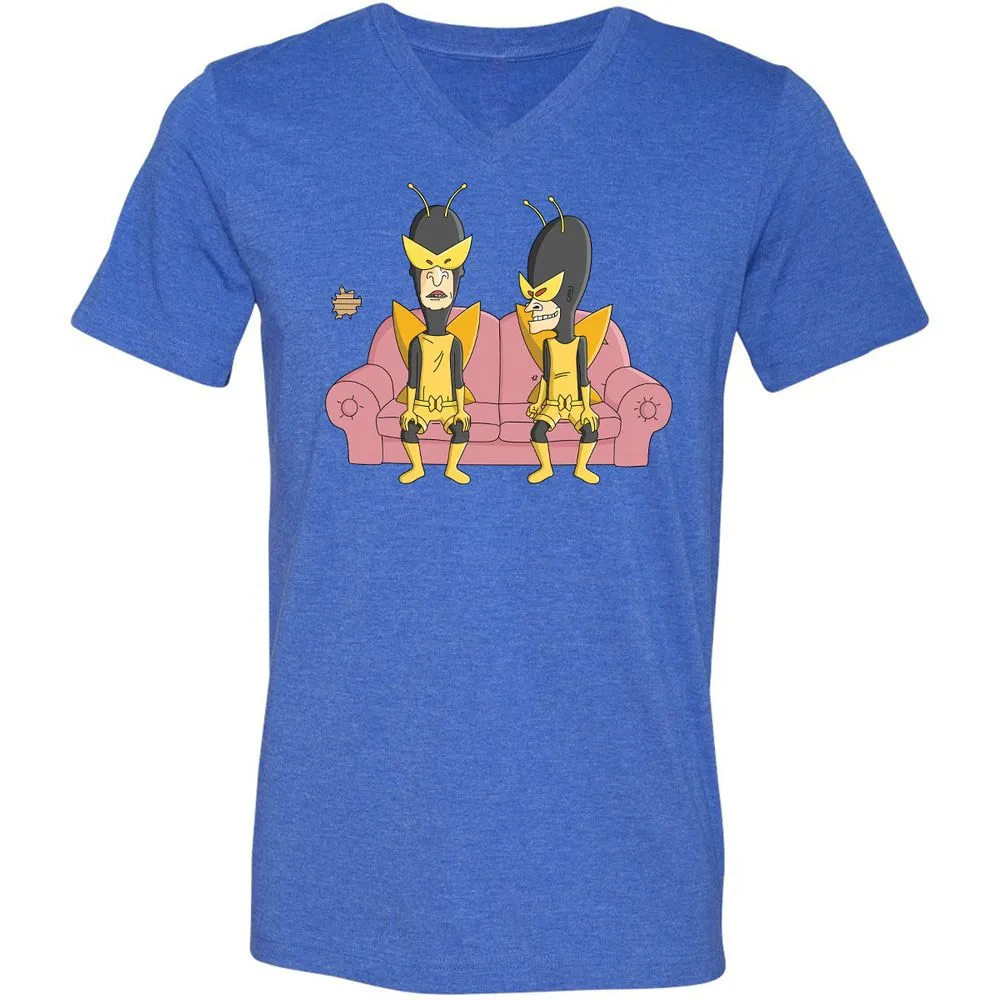 Unisex V-Neck T-Shirt - GQRLP1QX - Heather True Royal - 14