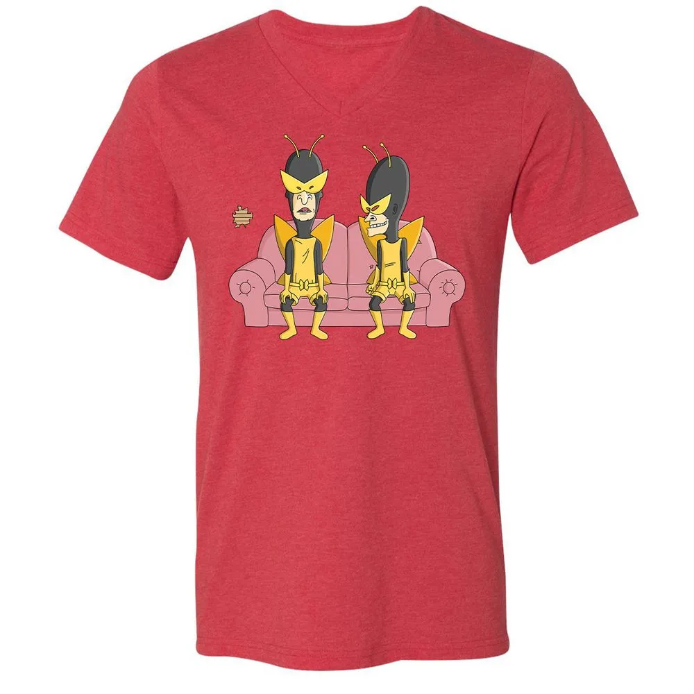 Unisex V-Neck T-Shirt - GQRLP1QX - Heather Red - 5