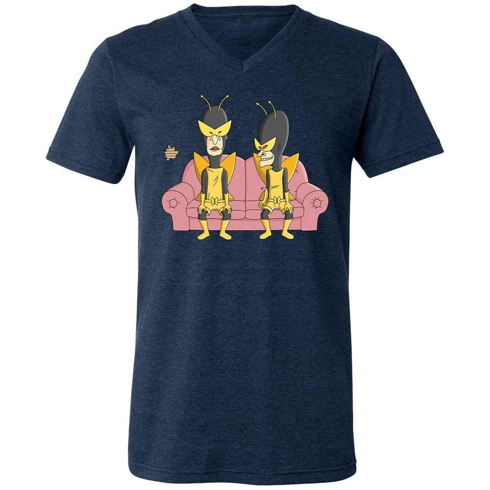 Unisex V-Neck T-Shirt - GQRLP1QX - Heather Navy - 15