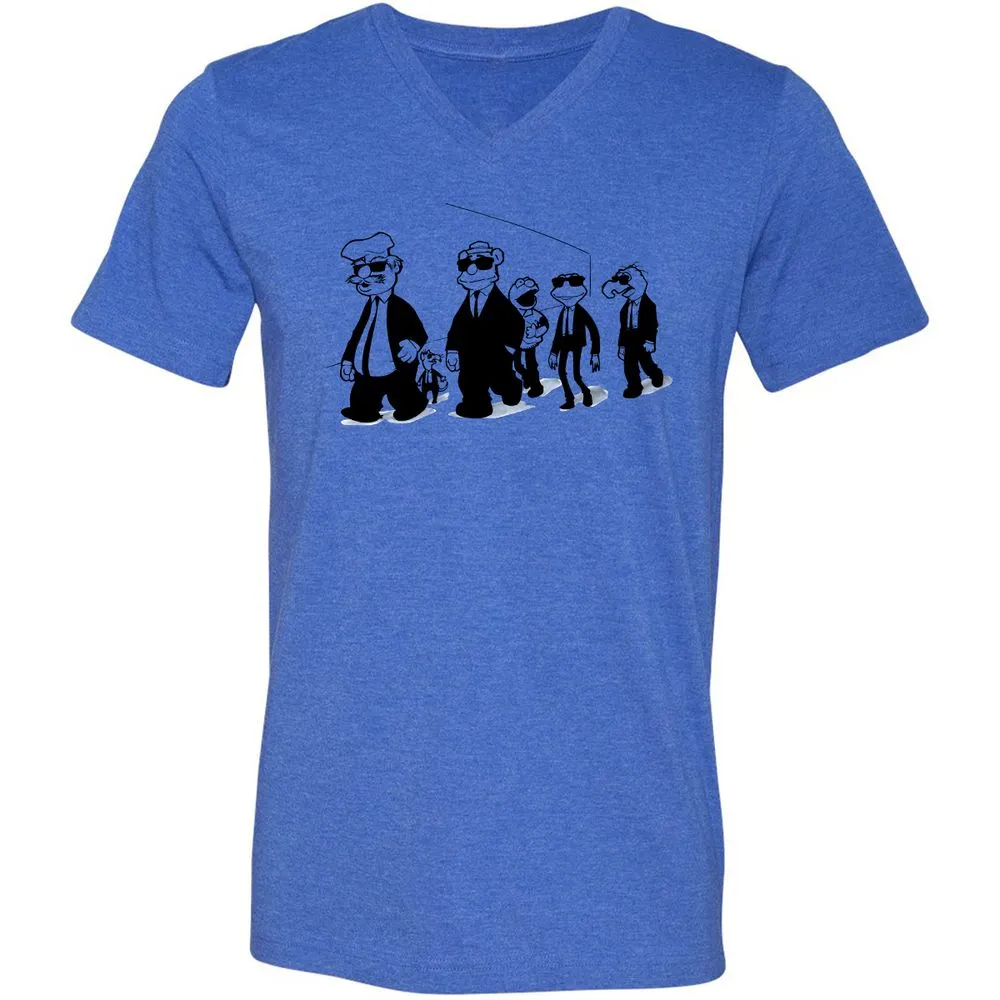 Unisex V-Neck T-Shirt - 8Q43LB3F - Heather True Royal - 14
