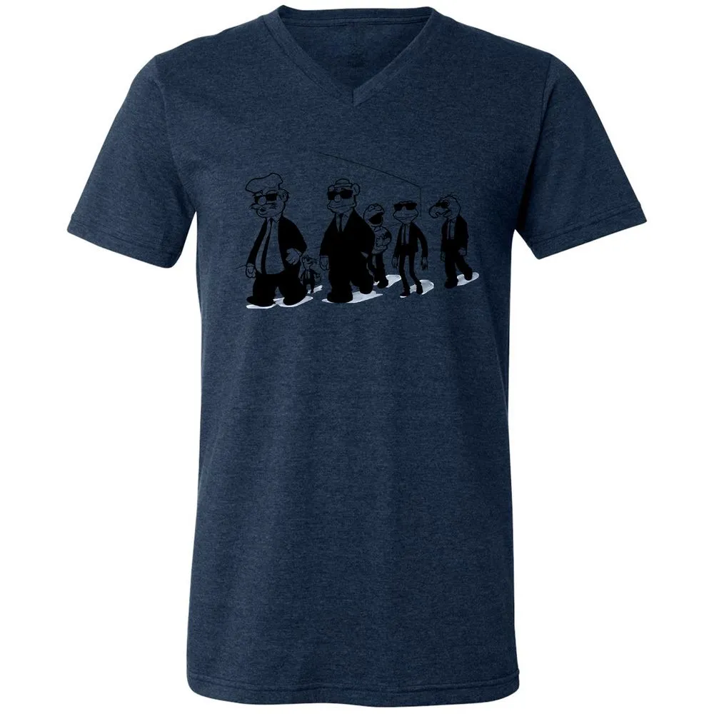 Unisex V-Neck T-Shirt - 8Q43LB3F - Heather Navy - 15