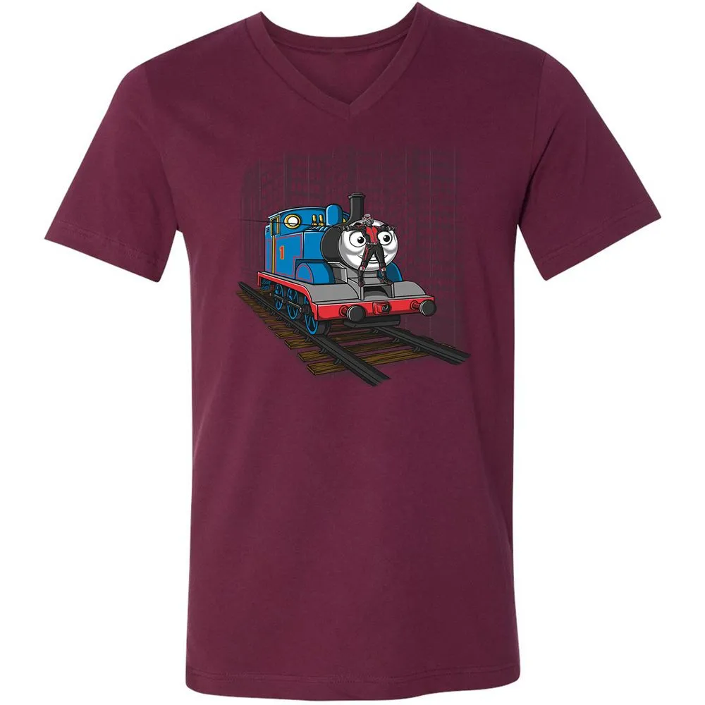 Unisex V-Neck T-Shirt - TAQC6JN2 - Maroon - 6