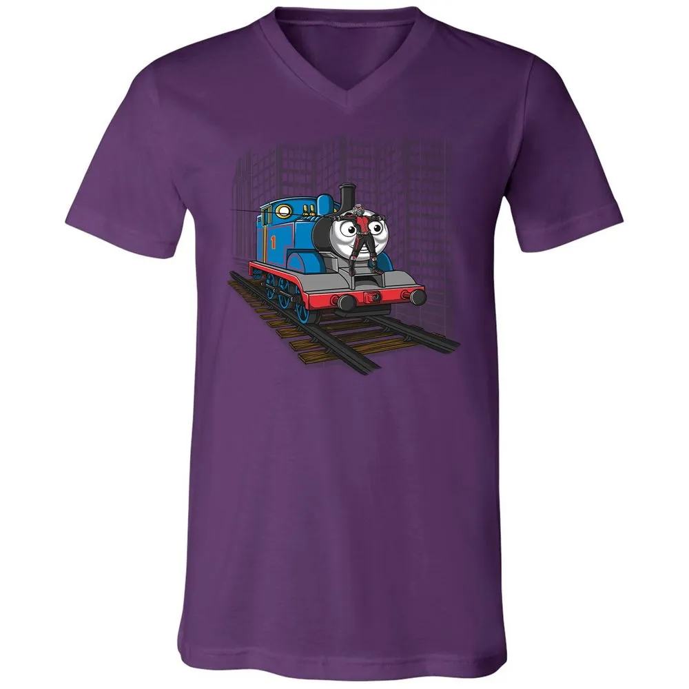 Unisex V-Neck T-Shirt - TAQC6JN2 - Team Purple - 2