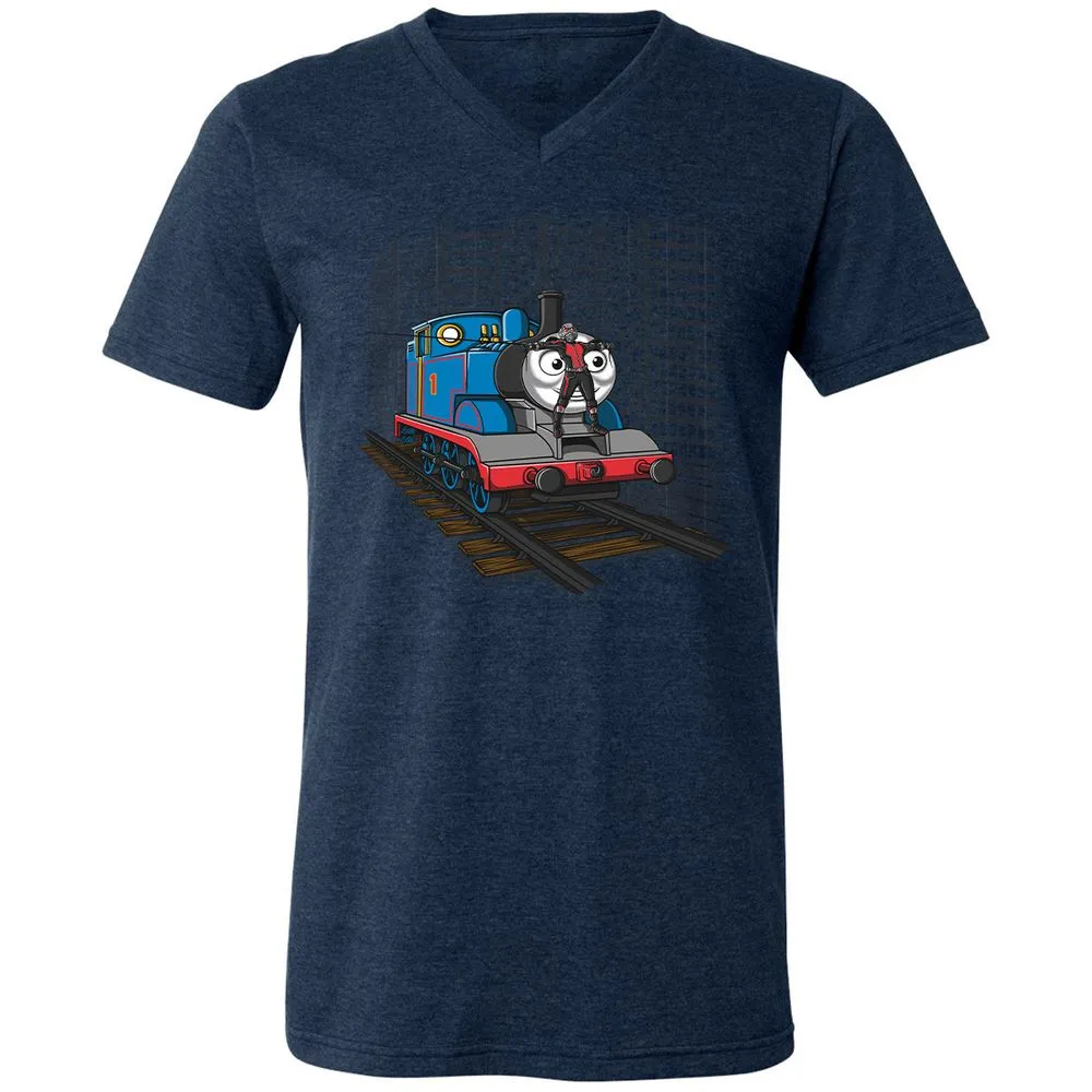 Unisex V-Neck T-Shirt - TAQC6JN2 - Heather Navy - 15