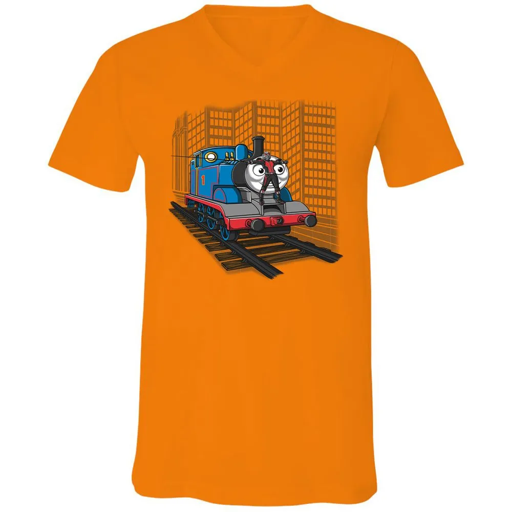 Unisex V-Neck T-Shirt - TAQC6JN2 - Orange - 11