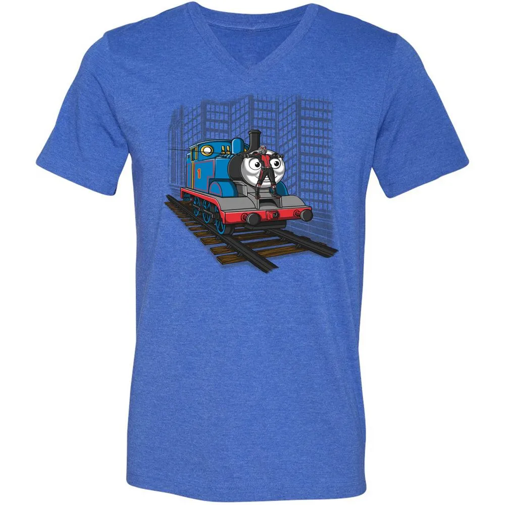 Unisex V-Neck T-Shirt - TAQC6JN2 - Heather True Royal - 14
