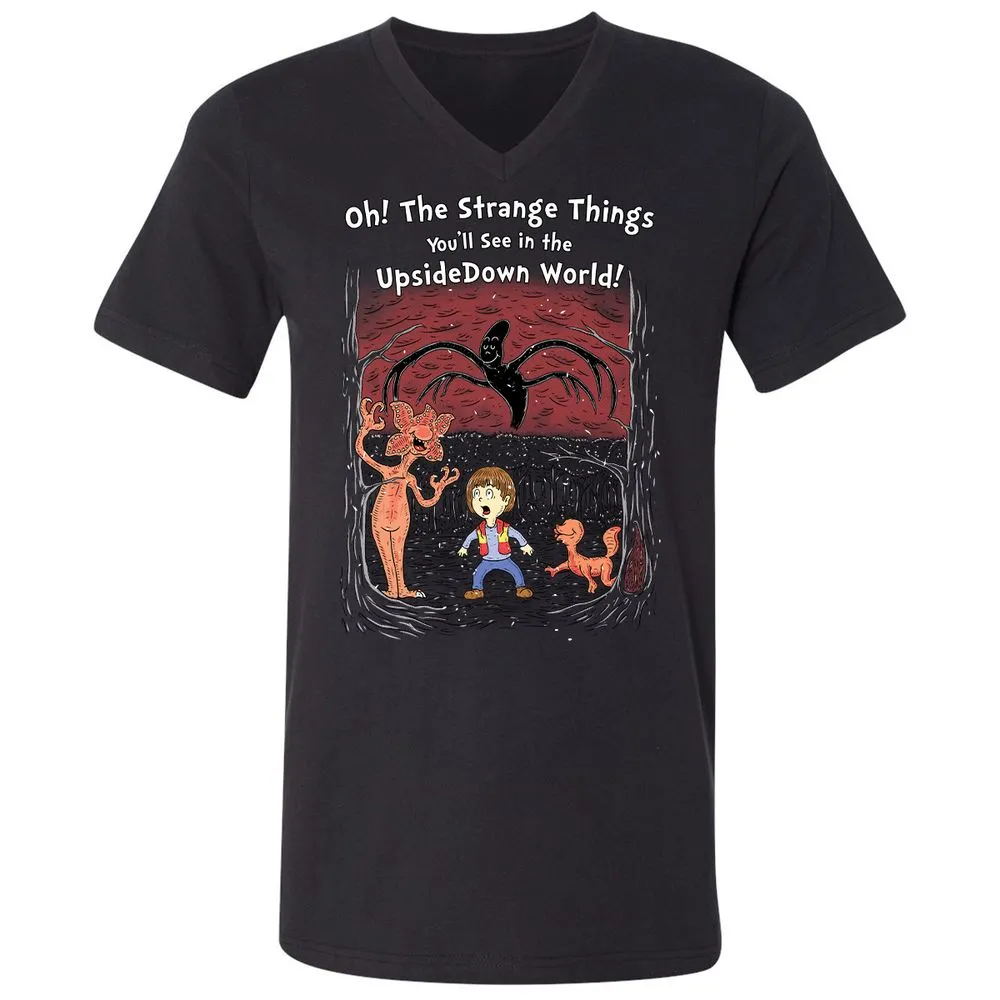 Unisex V-Neck T-Shirt - Q9M4EF8X - Black - 16