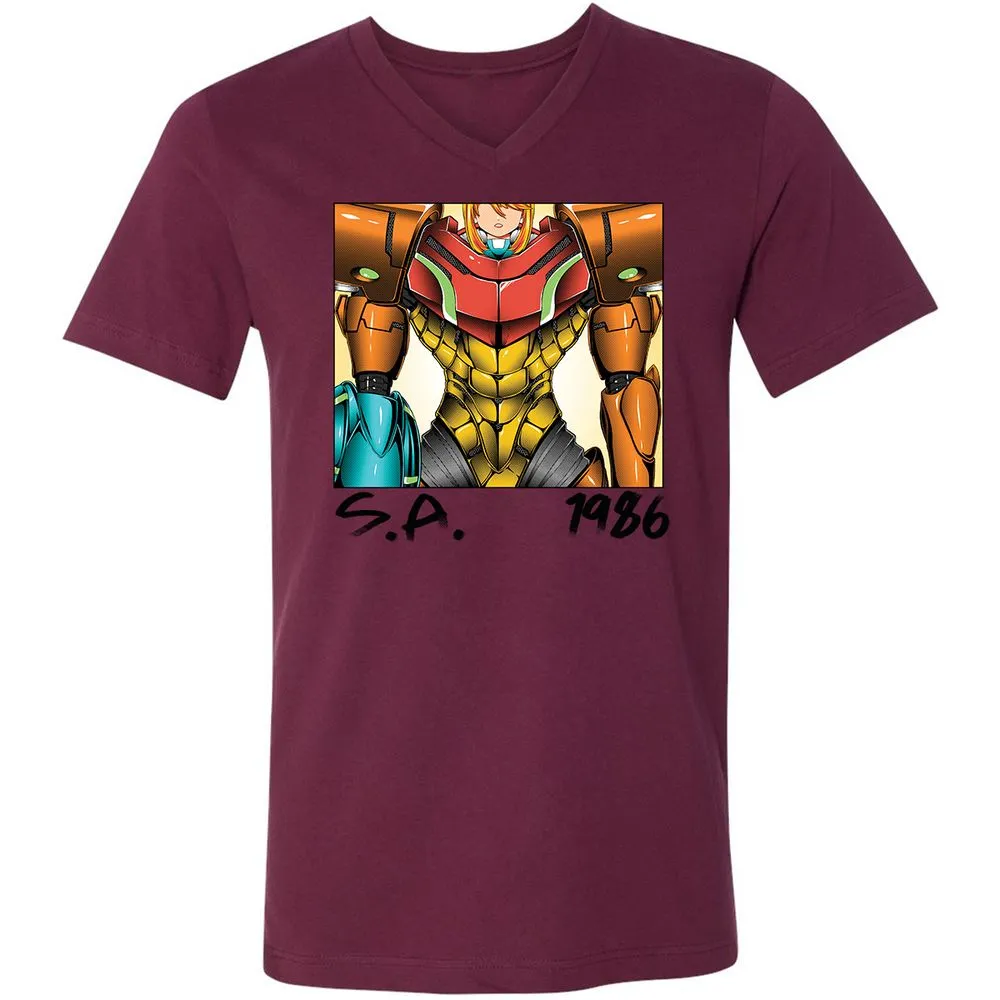 Unisex V-Neck T-Shirt - DR59PR82 - Maroon - 6