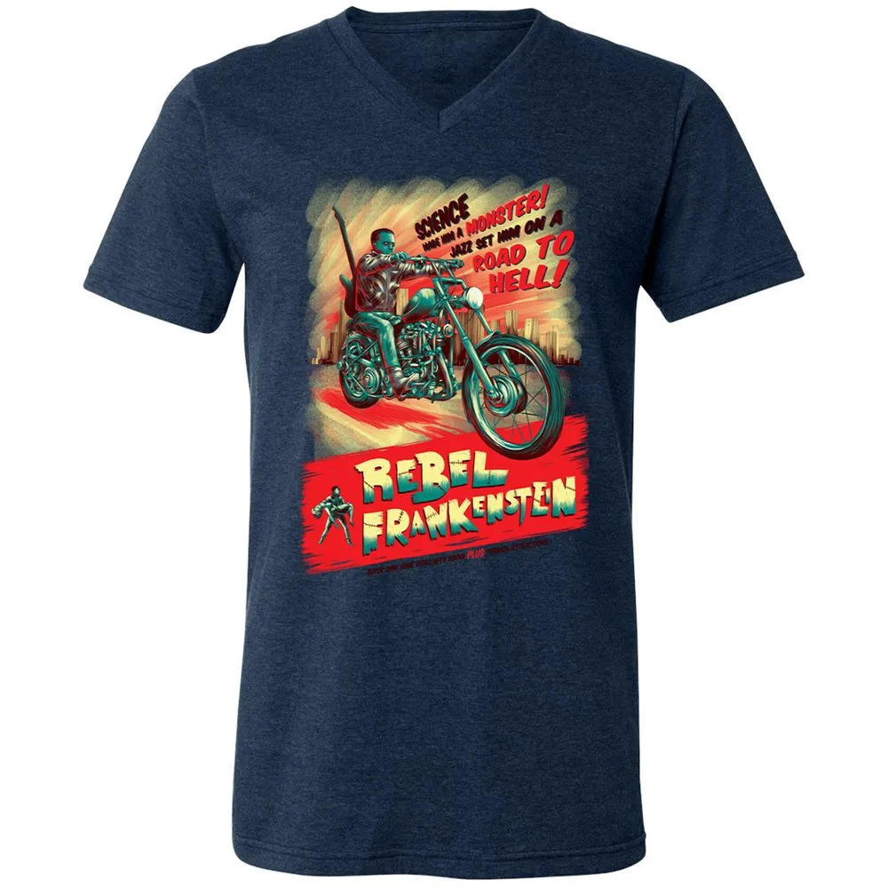 Unisex V-Neck T-Shirt - HRCUGJ5P - Heather Navy - 15