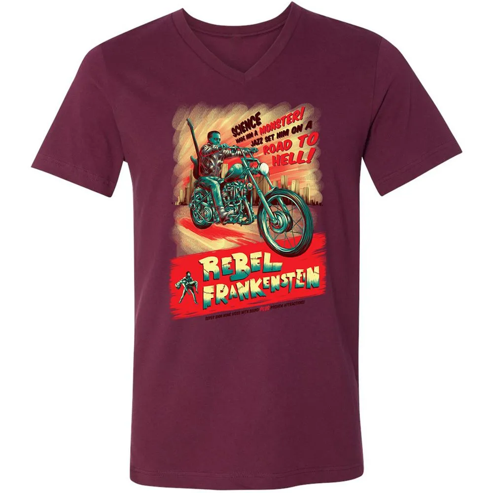 Unisex V-Neck T-Shirt - HRCUGJ5P - Maroon - 6