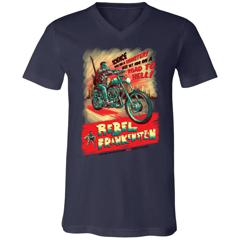 Unisex V-Neck T-Shirt - HRCUGJ5P - Navy - 9