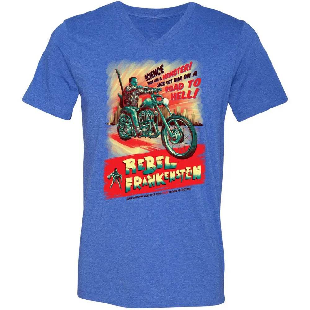Unisex V-Neck T-Shirt - HRCUGJ5P - Heather True Royal - 14