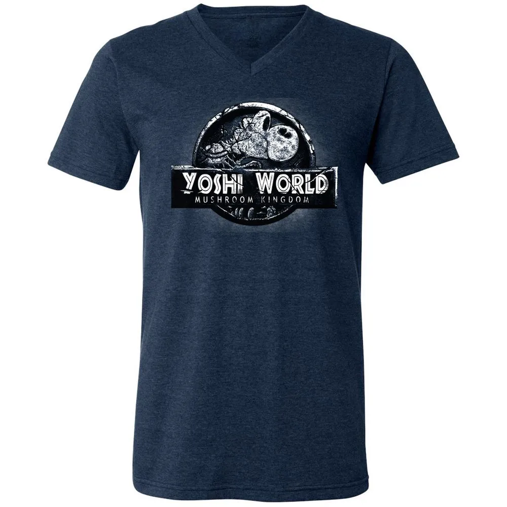 Unisex V-Neck T-Shirt - QVJU98MM - Heather Navy - 15