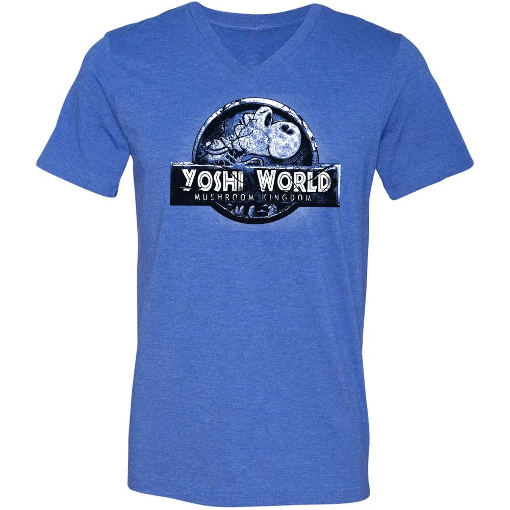 Unisex V-Neck T-Shirt - QVJU98MM - Heather True Royal - 14