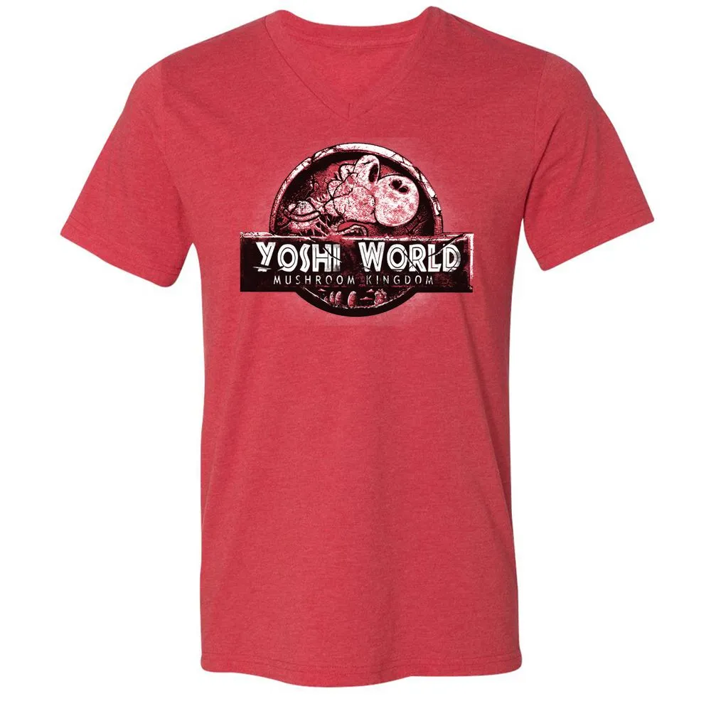 Unisex V-Neck T-Shirt - QVJU98MM - Heather Red - 5
