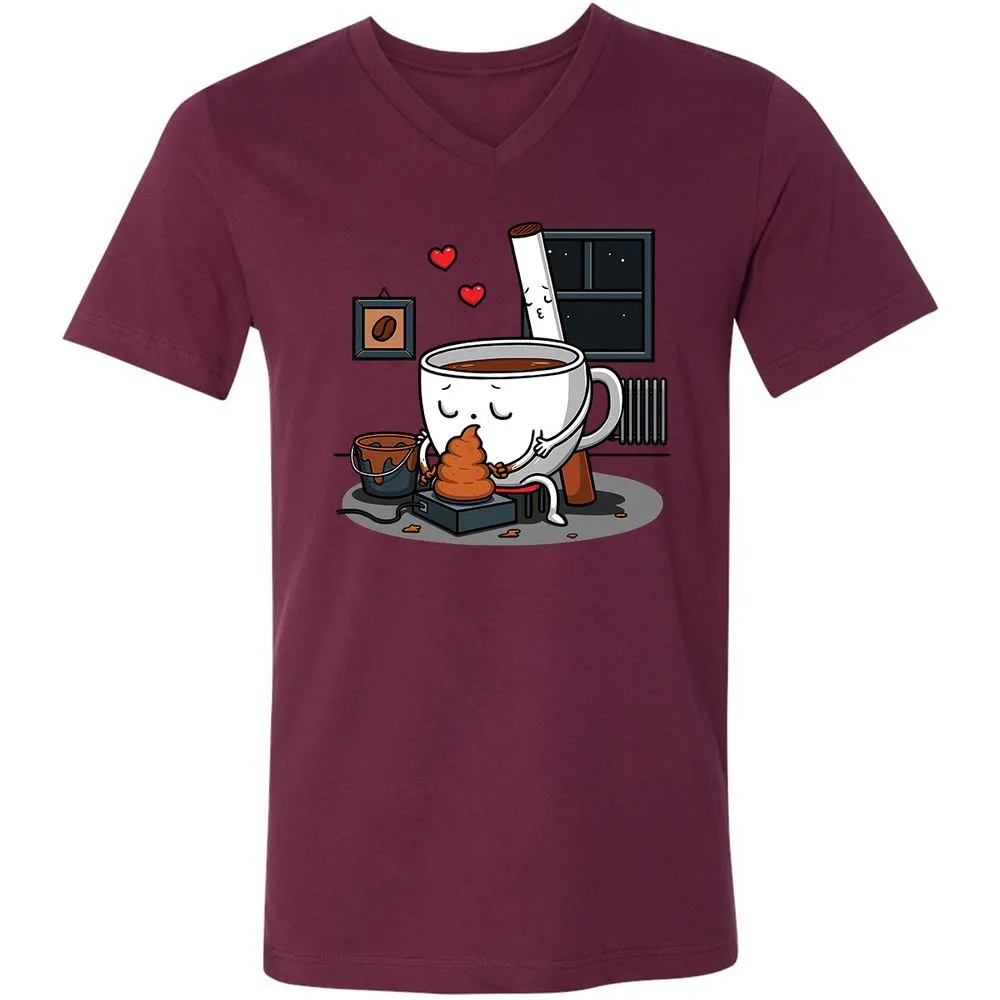 Unisex V-Neck T-Shirt - UFUZXEHZ - Maroon - 6