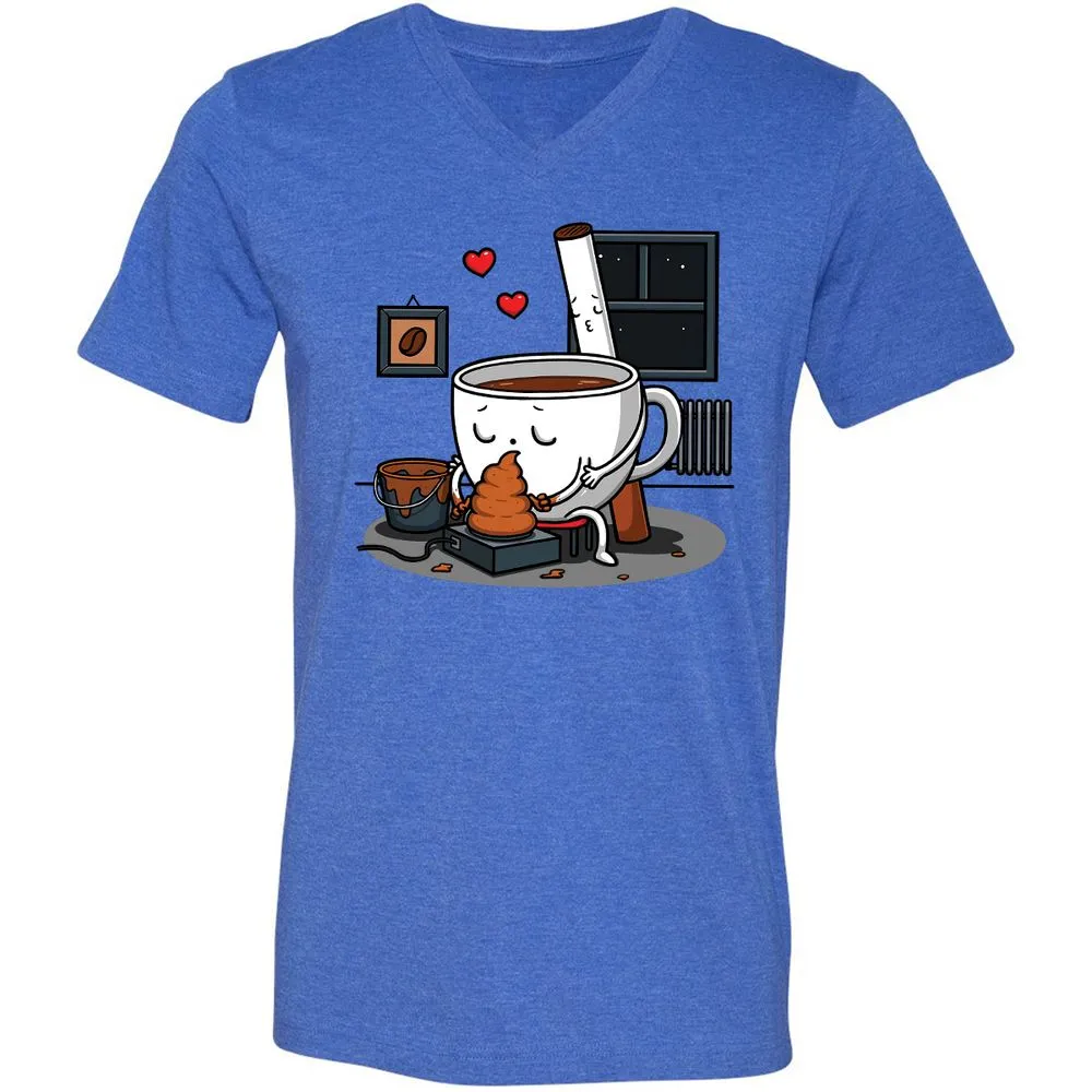 Unisex V-Neck T-Shirt - UFUZXEHZ - Heather True Royal - 14