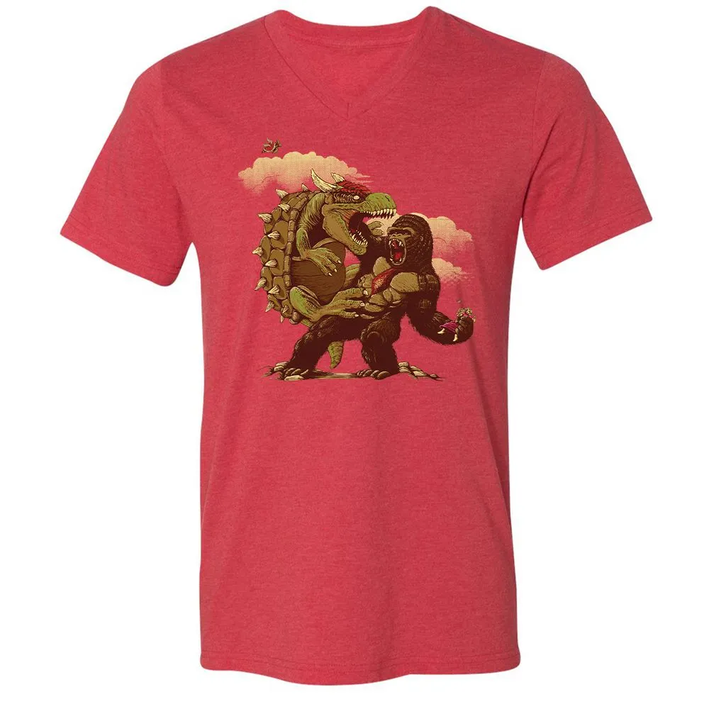 Unisex V-Neck T-Shirt - N5FBLYUQ - Heather Red - 5