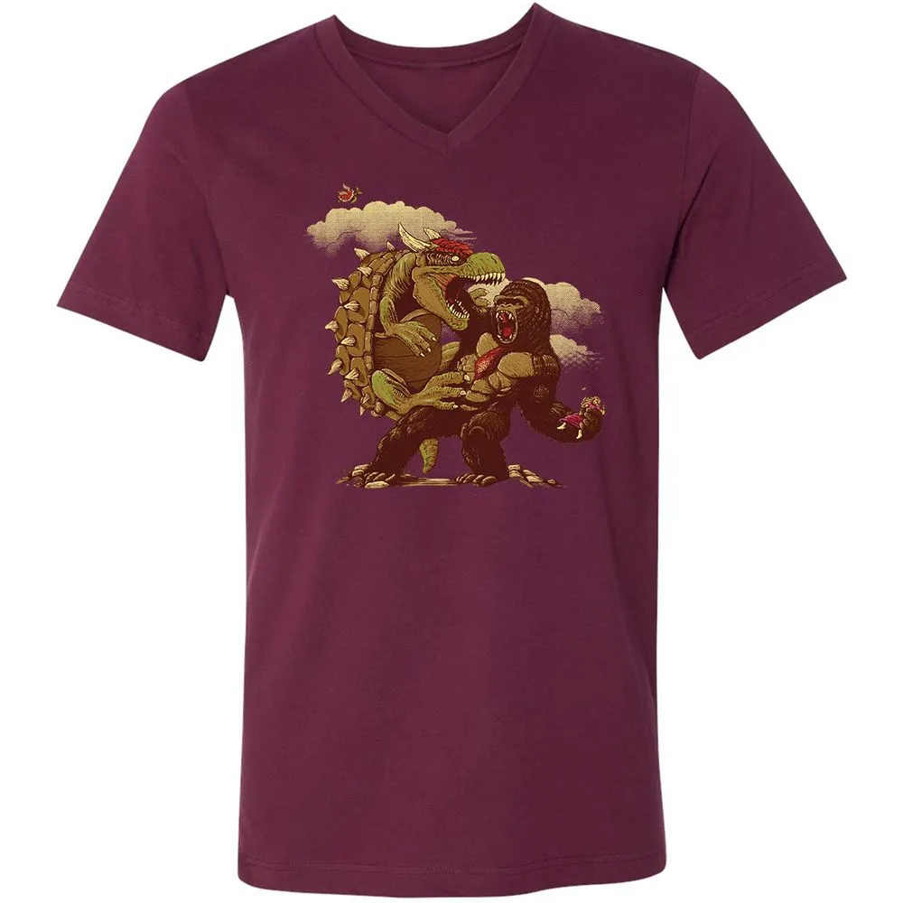 Unisex V-Neck T-Shirt - N5FBLYUQ - Maroon - 6