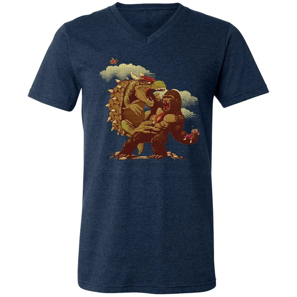 Unisex V-Neck T-Shirt - N5FBLYUQ - Heather Navy - 15