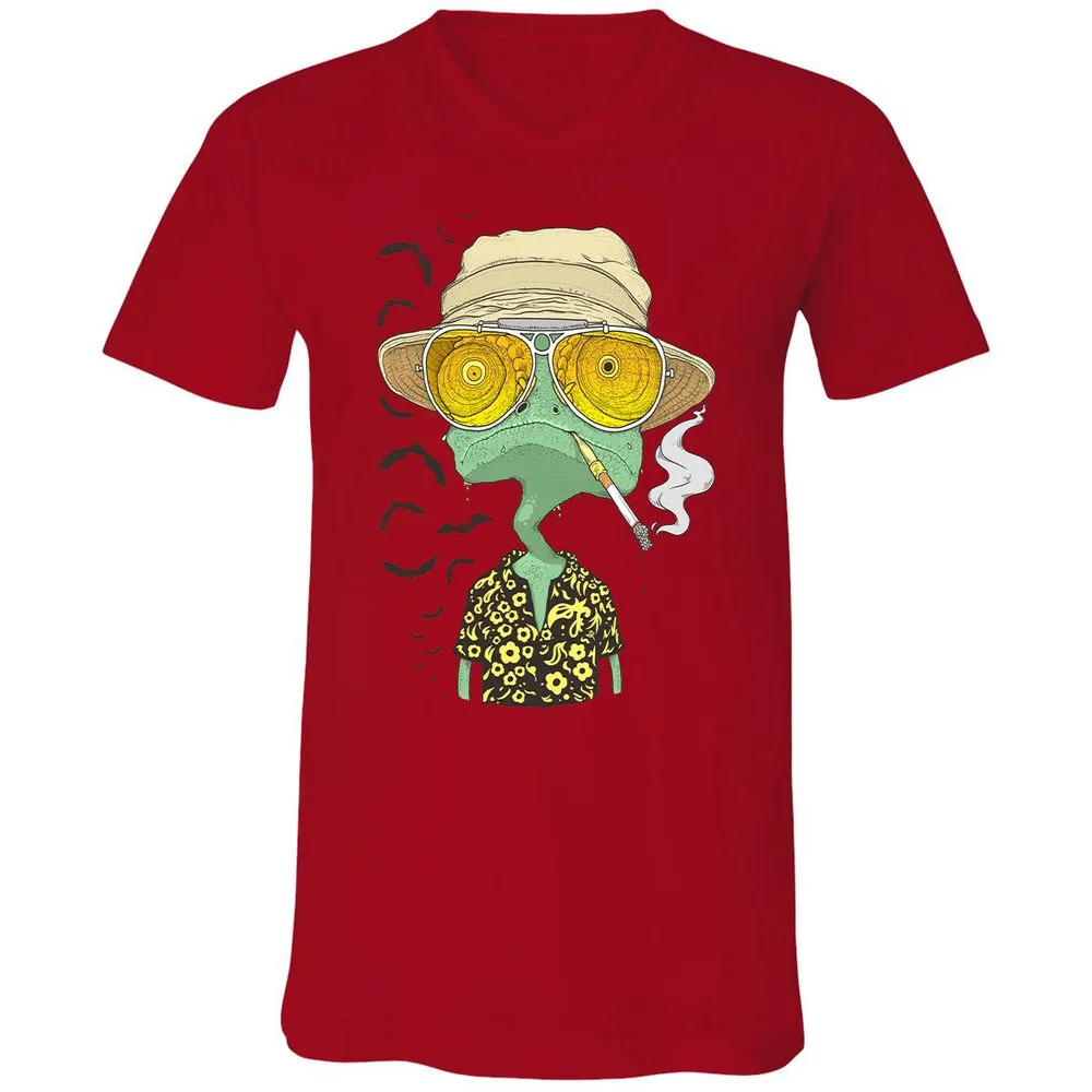 Unisex V-Neck T-Shirt - PHFSVRSZ - Red - 3