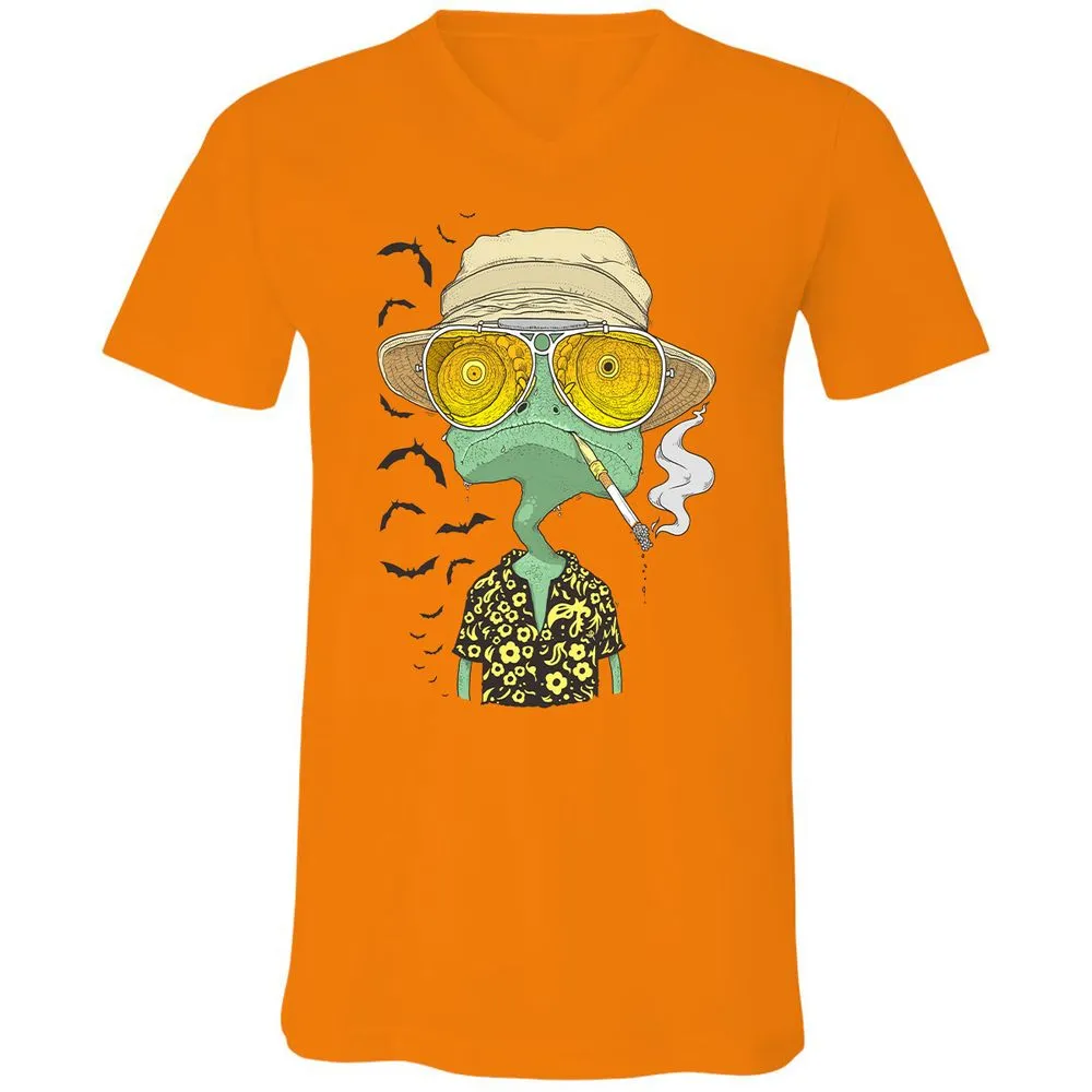Unisex V-Neck T-Shirt - PHFSVRSZ - Orange - 11