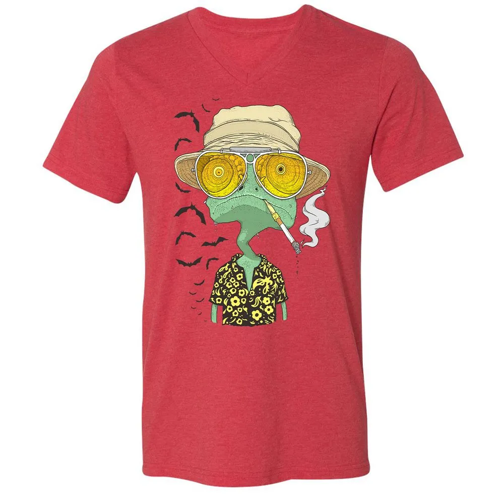 Unisex V-Neck T-Shirt - PHFSVRSZ - Heather Red - 5