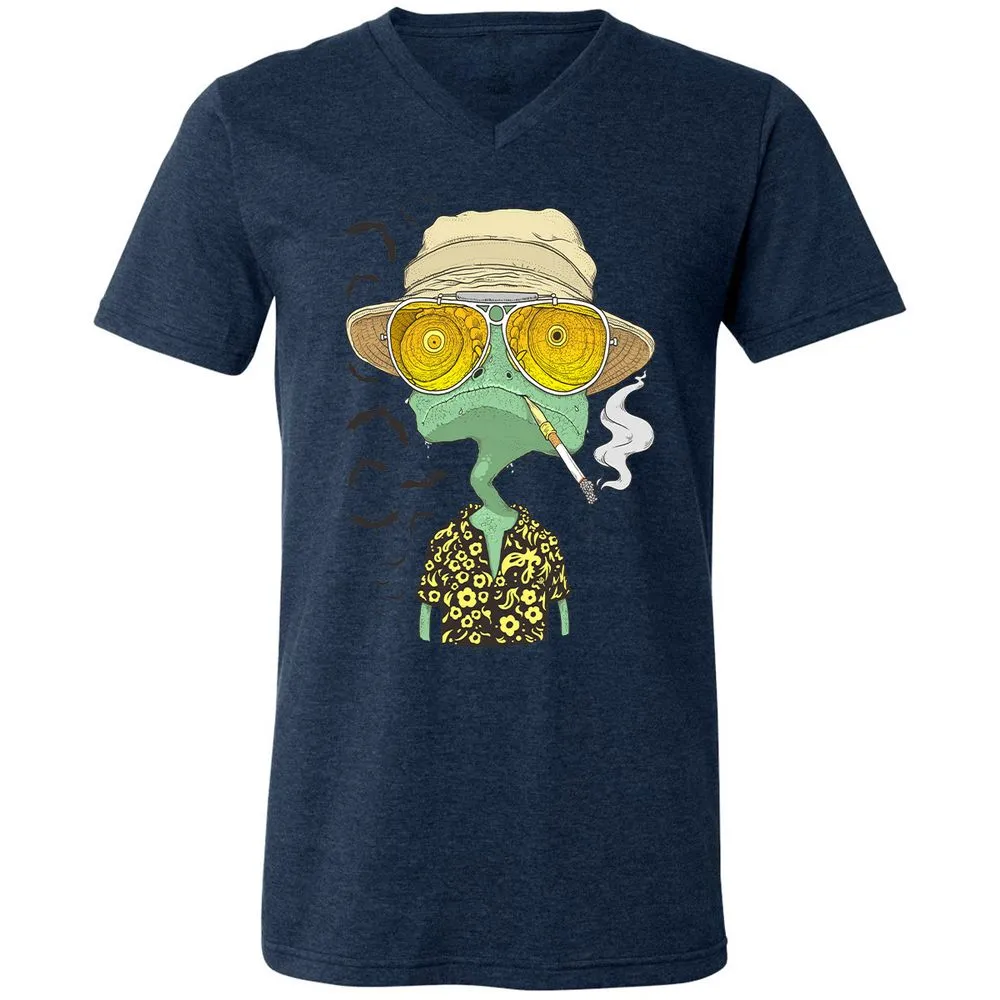 Unisex V-Neck T-Shirt - PHFSVRSZ - Heather Navy - 15