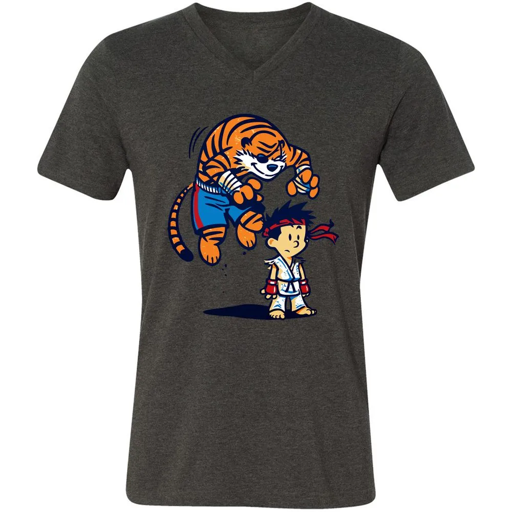 Unisex V-Neck T-Shirt - 673WXYNT - Dark Grey Heather - 8