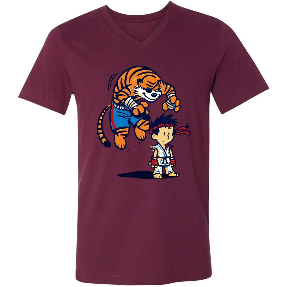 Unisex V-Neck T-Shirt - 673WXYNT - Maroon - 6