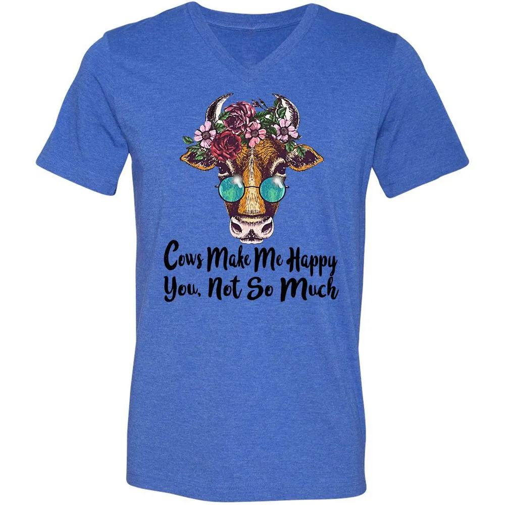 Unisex V-Neck T-Shirt - EK5NPE4F - Heather True Royal - 14