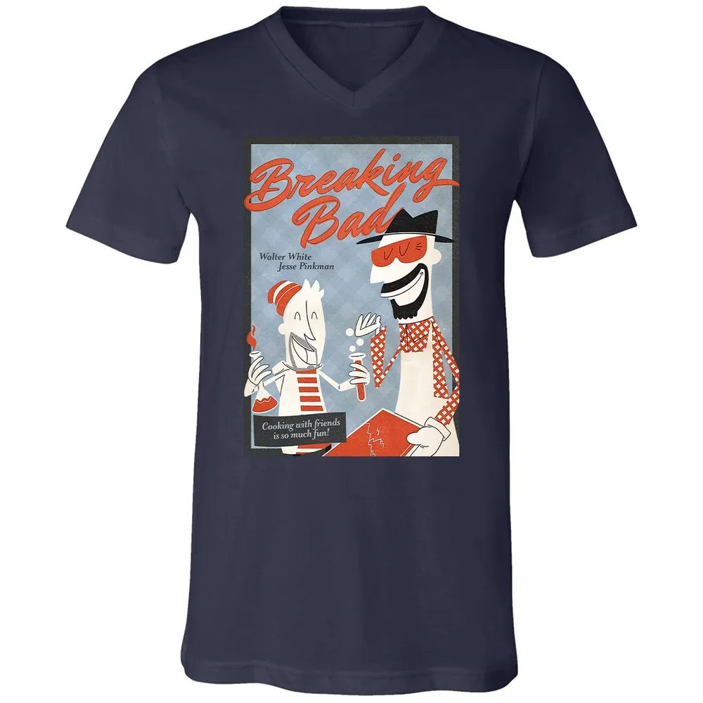 Unisex V-Neck T-Shirt - 3C5ZK7QT - Navy - 9