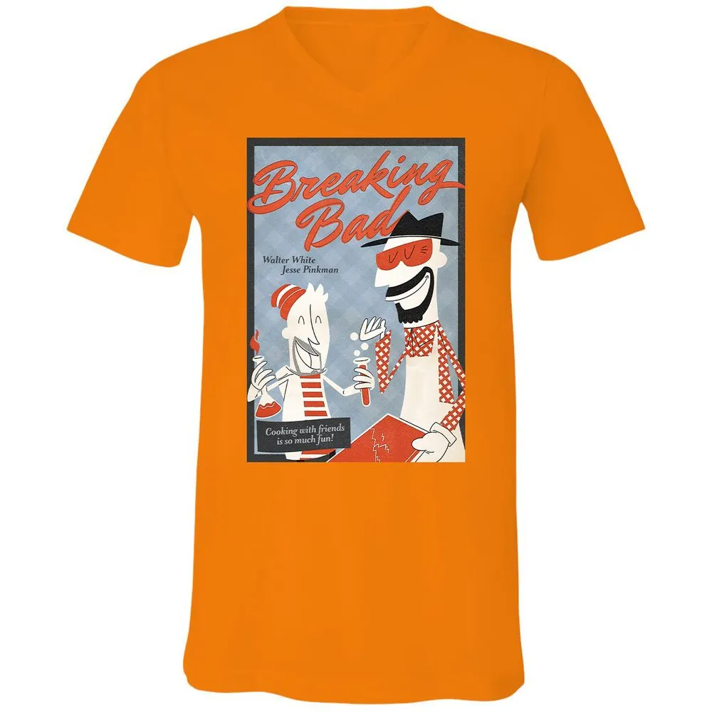 Unisex V-Neck T-Shirt - 3C5ZK7QT - Orange - 11