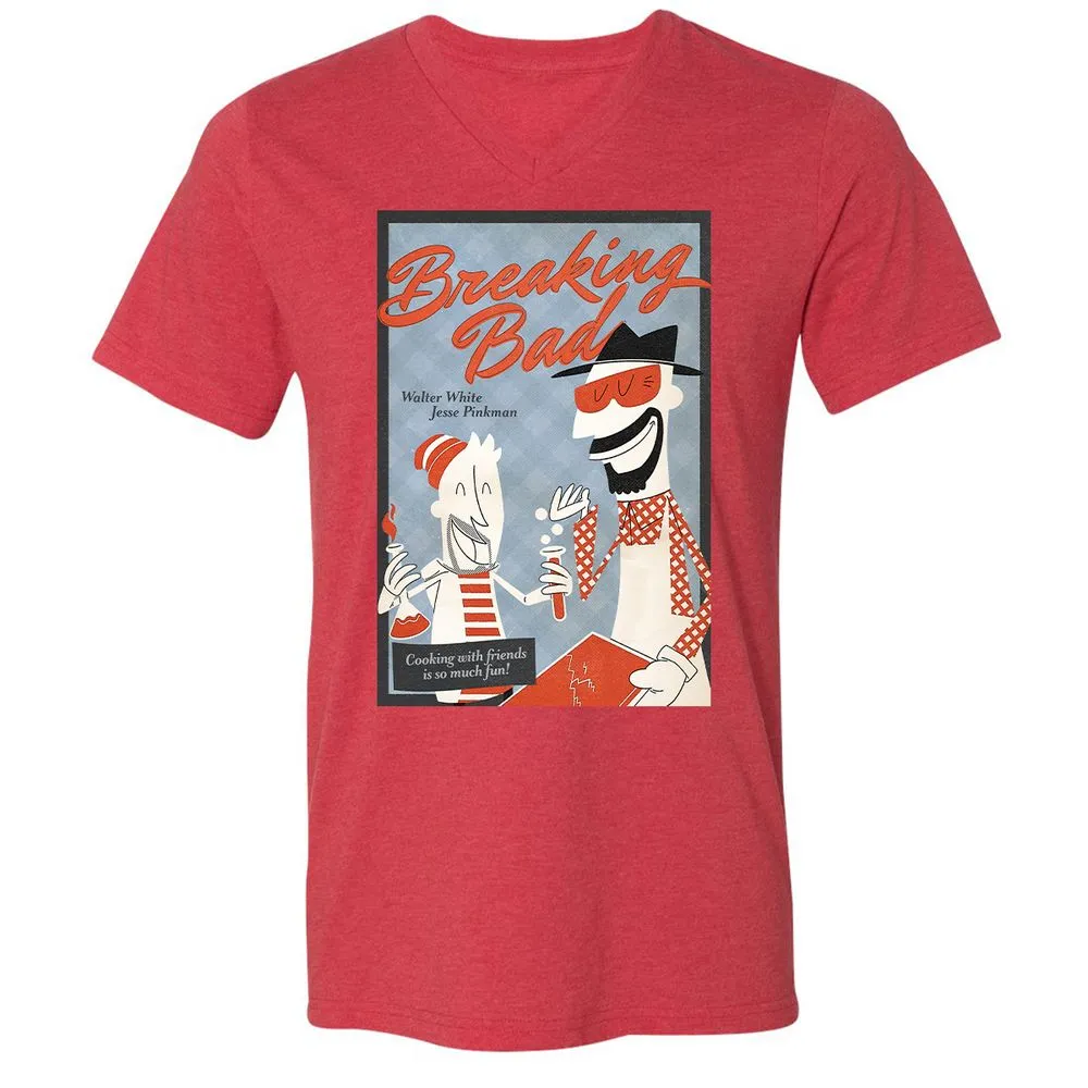 Unisex V-Neck T-Shirt - 3C5ZK7QT - Heather Red - 5