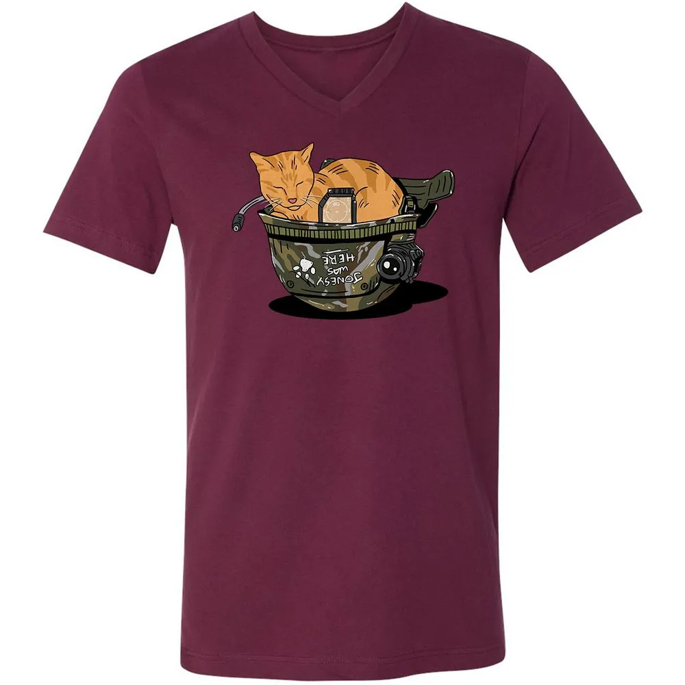 Unisex V-Neck T-Shirt - QDVGJKA6 - Maroon - 6