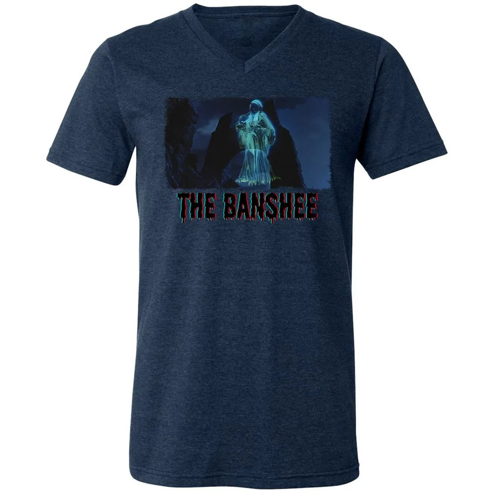 Unisex V-Neck T-Shirt - L3GJDTUJ - Heather Navy - 15