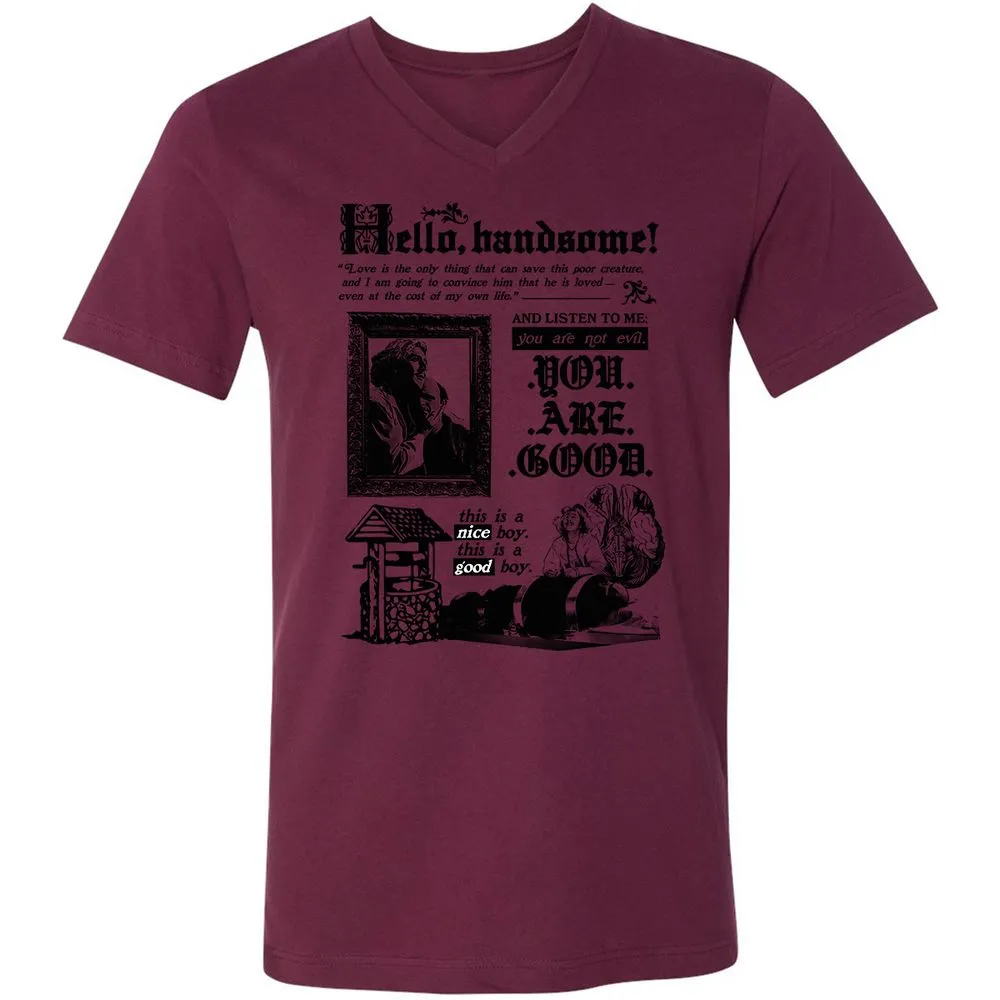 Unisex V-Neck T-Shirt - 641JGN74 - Maroon - 6