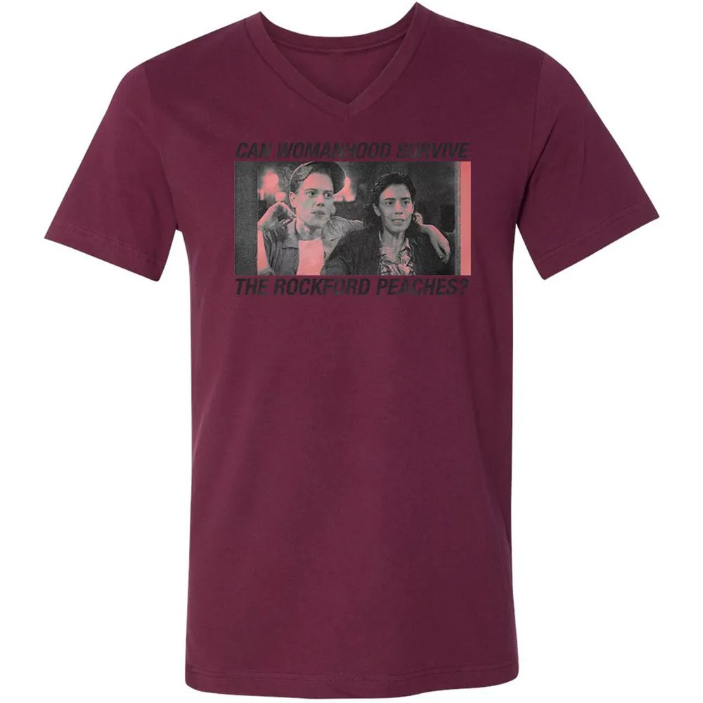 Unisex V-Neck T-Shirt - QVXSHU57 - Maroon - 6