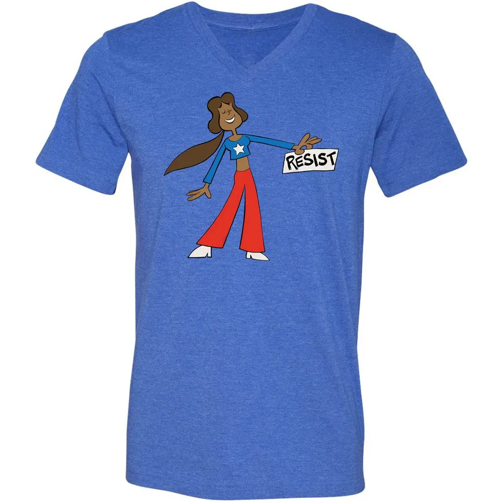 Unisex V-Neck T-Shirt - PWAZPWNF - Heather True Royal - 14