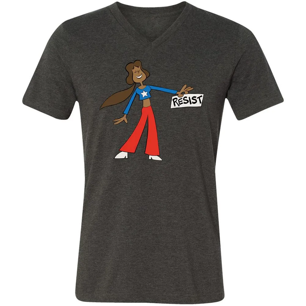Unisex V-Neck T-Shirt - PWAZPWNF - Dark Grey Heather - 8
