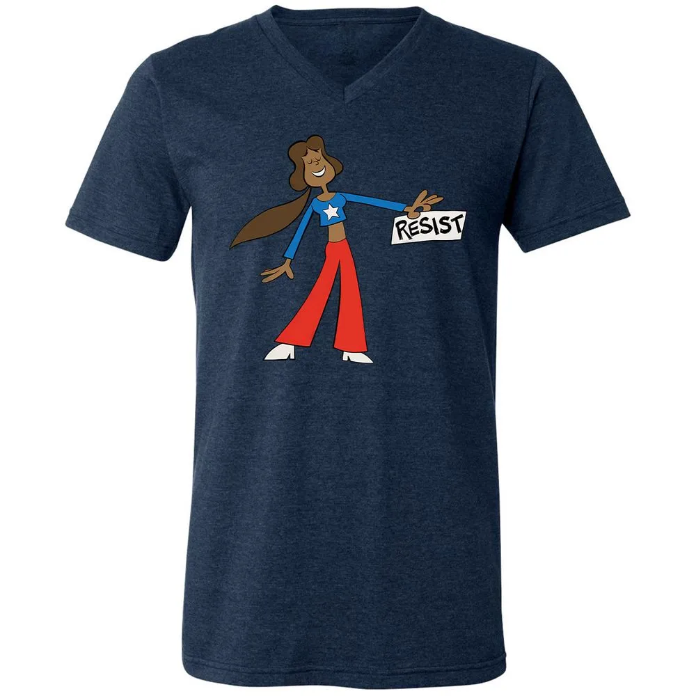 Unisex V-Neck T-Shirt - PWAZPWNF - Heather Navy - 15