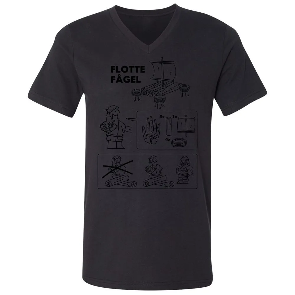 Unisex V-Neck T-Shirt - BCG3L49Y - Black - 16