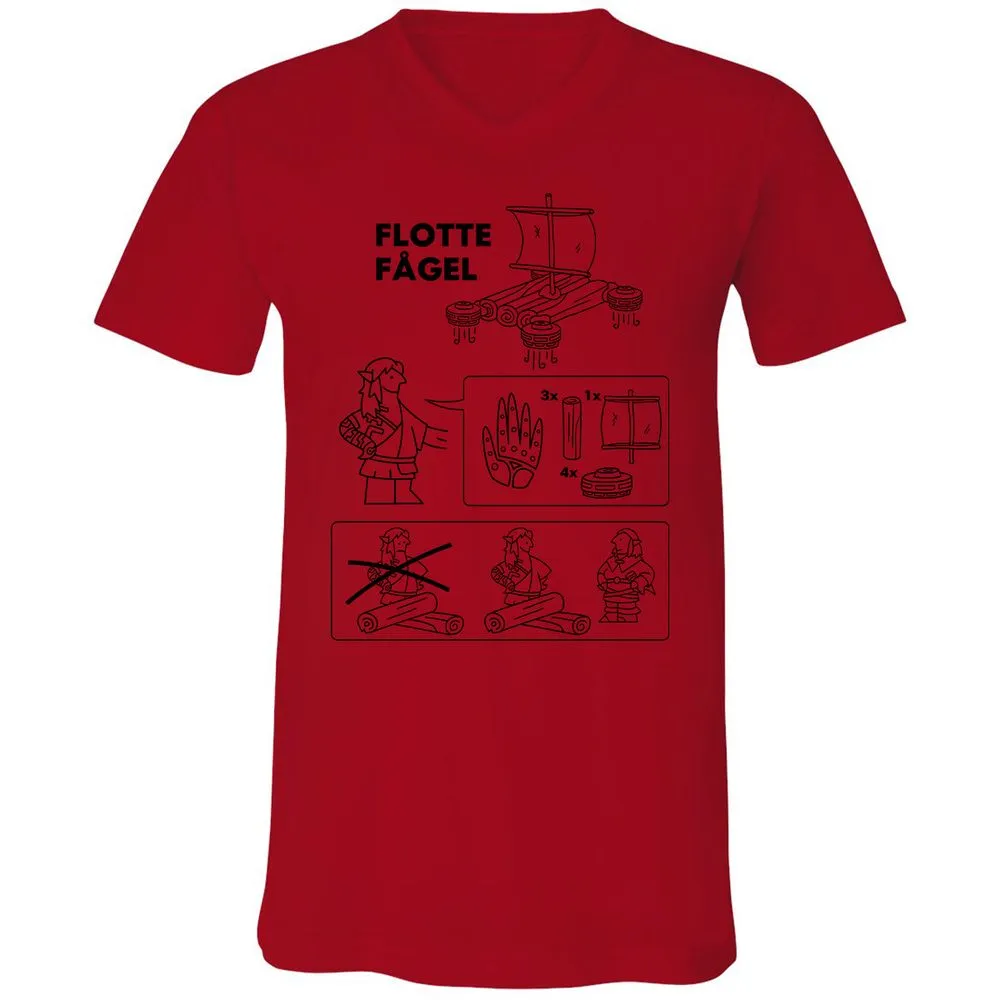 Unisex V-Neck T-Shirt - BCG3L49Y - Red - 3