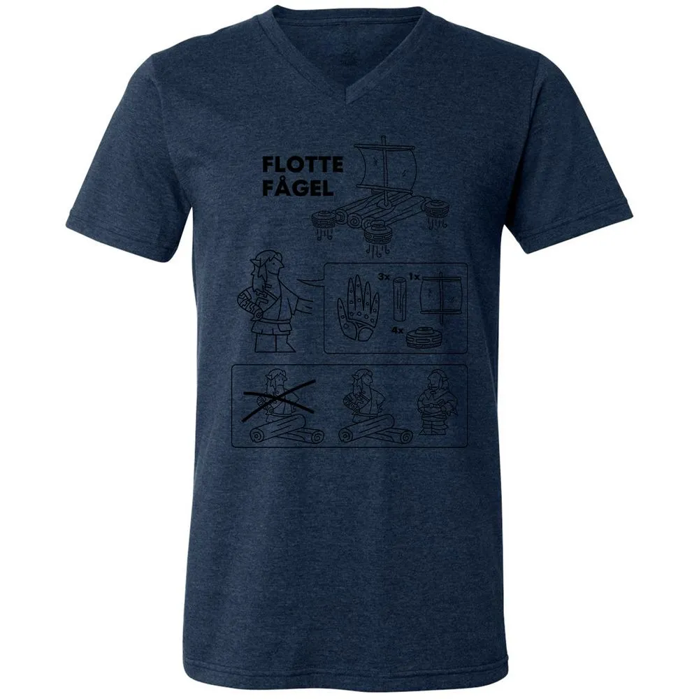 Unisex V-Neck T-Shirt - BCG3L49Y - Heather Navy - 15
