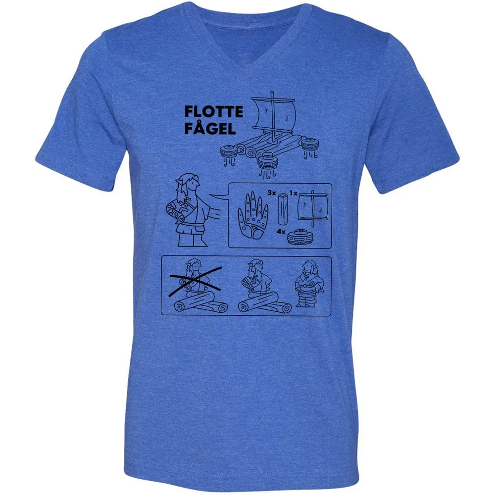Unisex V-Neck T-Shirt - BCG3L49Y - Heather True Royal - 14