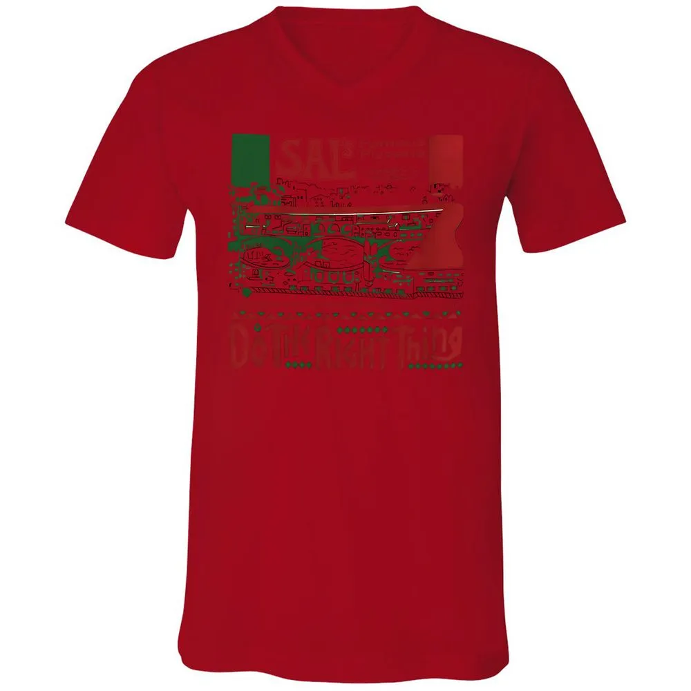 Unisex V-Neck T-Shirt - L24HGJHQ - Red - 3