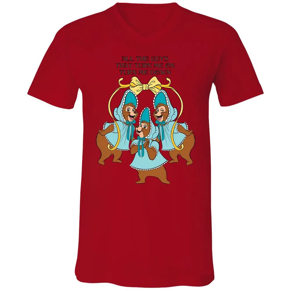 Unisex V-Neck T-Shirt - 7X4QUY5R - Red - 3