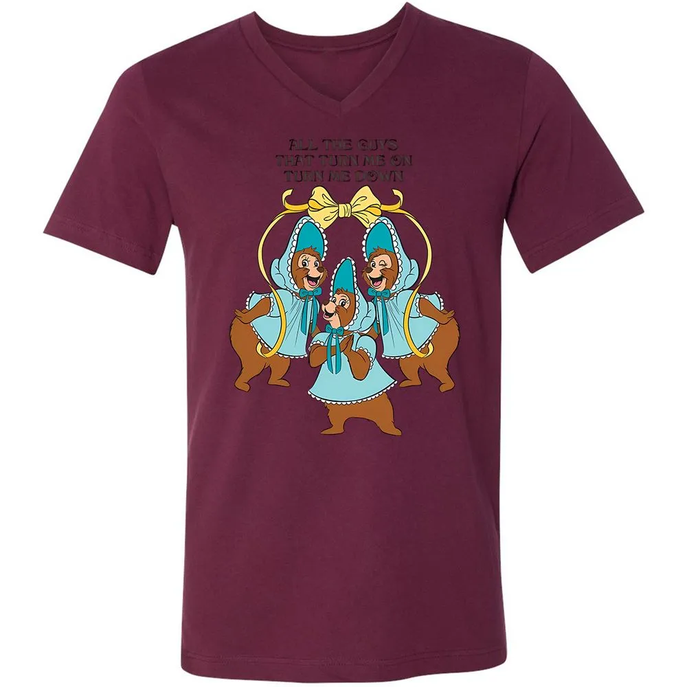 Unisex V-Neck T-Shirt - 7X4QUY5R - Maroon - 6